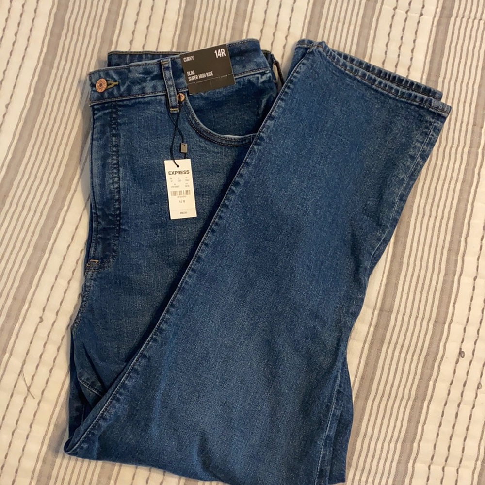 Size 14 Express Curvy Slim Super High Ride Jeans